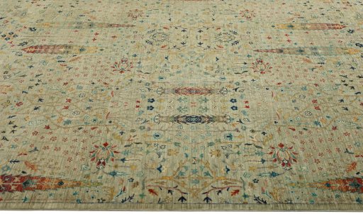 Full view of New Haj-jalili rug from Pakistan, 307 × 247 cm in Gray tones