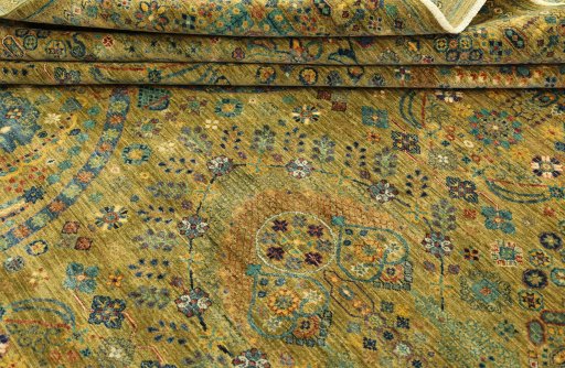 Close-up detail of New Haj-jalili rug from Pakistan showing Wool weave