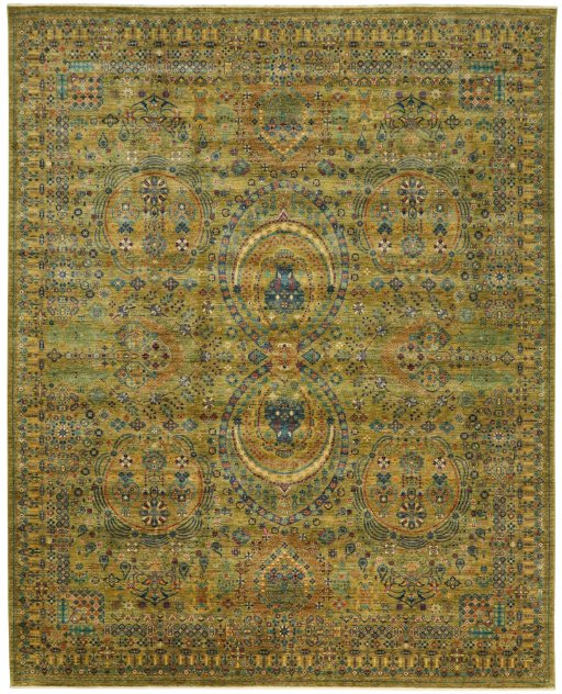 Full view of New Haj-jalili rug from Pakistan, 307 × 246 cm in Green tones