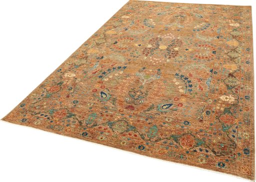 Corner detail of New Haj-jalili rug showing border pattern and Wool pile