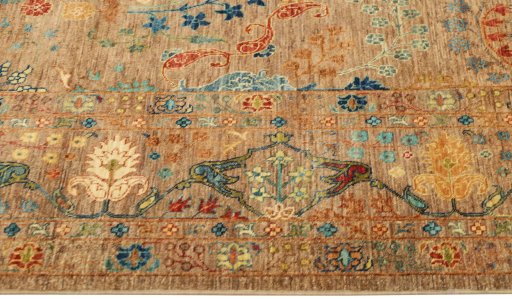 Close-up detail of New Haj-jalili rug from Pakistan showing Wool weave