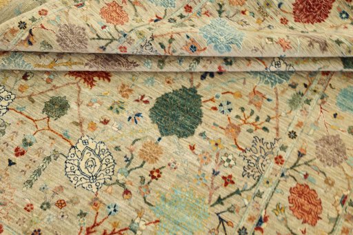 Close-up detail of New Haj-jalili rug from Pakistan showing Wool weave