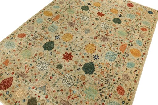 Backside of handmade New Haj-jalili rug showing knot structure and weave density