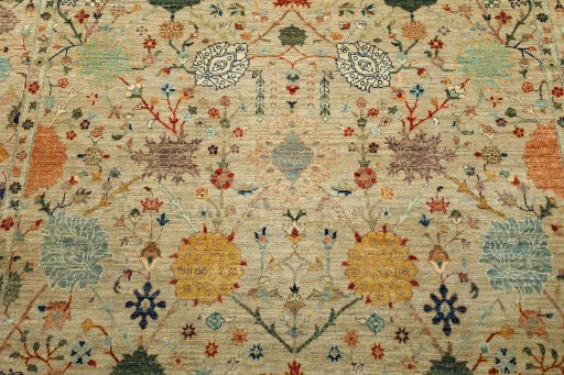Close-up detail of New Haj-jalili rug from Pakistan showing Wool weave