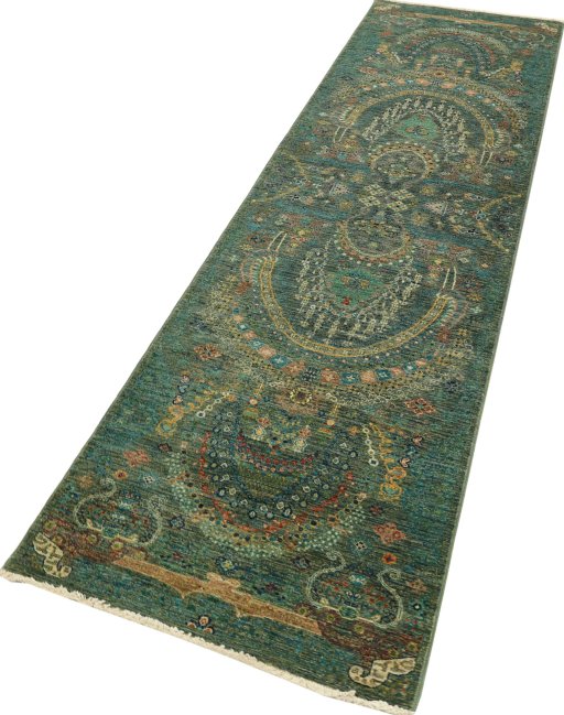 Corner detail of New Haj-jalili rug showing border pattern and Wool pile
