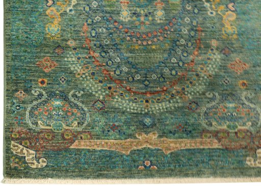 Full view of New Haj-jalili rug from Pakistan, 294 × 81 cm in Green tones