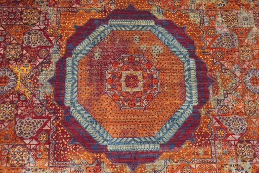 Central medallion detail of New Mamluk rug from Pakistan