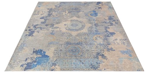 Corner detail of New Mamluk rug showing border pattern and Wool pile