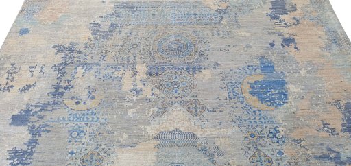 Backside of handmade New Mamluk rug showing knot structure and weave density