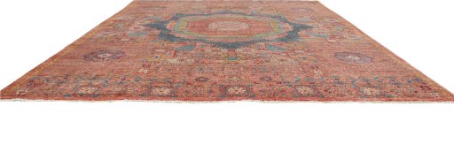 Corner detail of New Mamluk rug showing border pattern and Wool pile