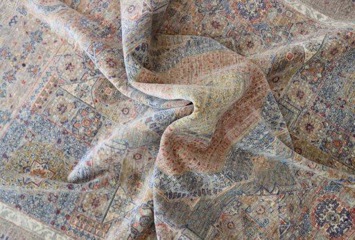 Backside of handmade New Mamluk rug showing knot structure and weave density