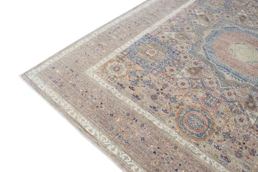 Full view of New Mamluk rug from Pakistan, 304 × 242 cm in Beige tones