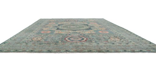 Corner detail of New Mamluk rug showing border pattern and Wool pile