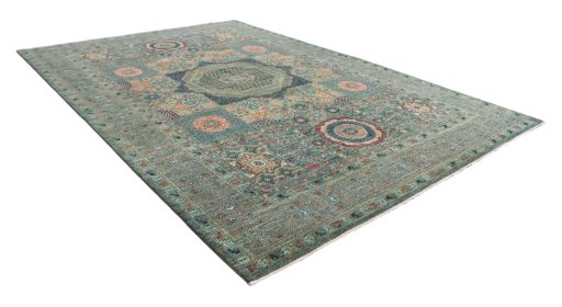 Close-up detail of New Mamluk rug from Pakistan showing Wool weave