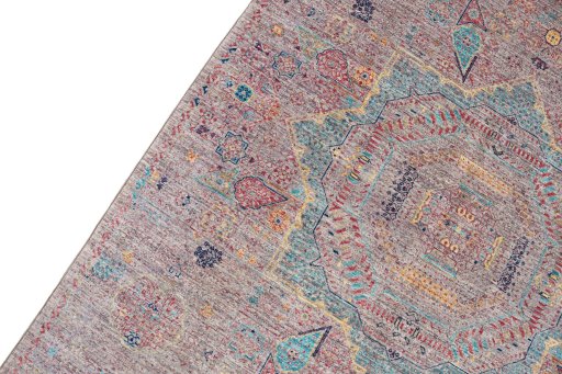Backside of handmade New Mamluk rug showing knot structure and weave density