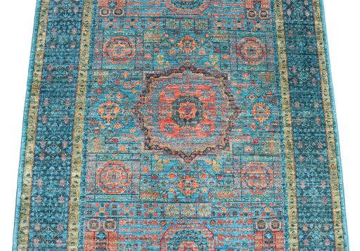 Close-up detail of New Mamluk rug from Pakistan showing Wool weave