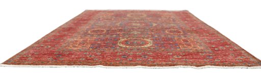 Corner detail of New Mamluk rug showing border pattern and Wool pile