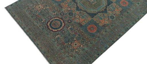 Backside of handmade New Mamluk rug showing knot structure and weave density