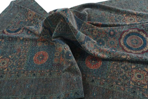 Close-up detail of New Mamluk rug from Pakistan showing Wool weave
