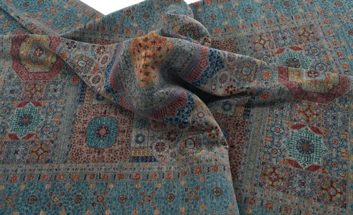 Close-up detail of New Mamluk rug from Pakistan showing Wool weave