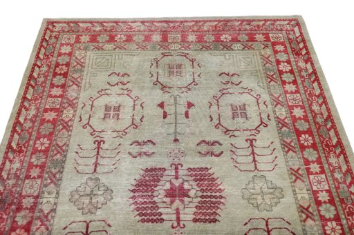 Surface texture of 1950s Antique Carpets rug with natural Wool and intricate pattern