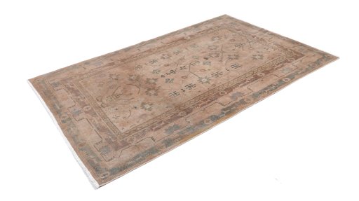 Corner detail of 1910s Antique Carpets rug showing border pattern and Wool pile
