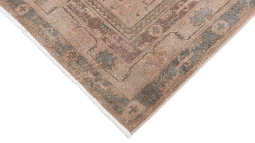 Backside of handmade 1910s Antique Carpets rug showing knot structure and weave density