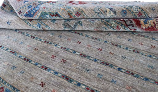 Surface texture of New Samarkand rug with natural Wool and intricate pattern