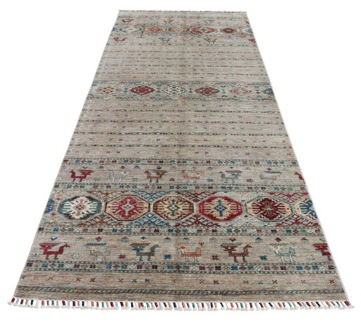 Surface texture of New Samarkand rug with natural Wool and intricate pattern
