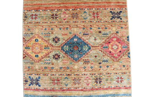 Close-up detail of New Samarkand rug from Pakistan showing Wool weave