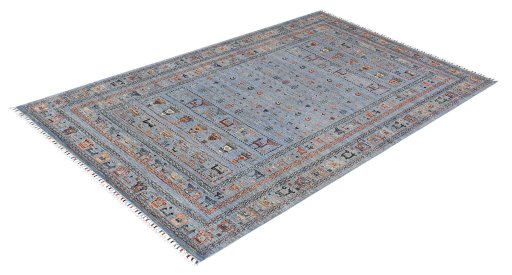 Close-up detail of New Samarkand rug from Pakistan showing Wool weave