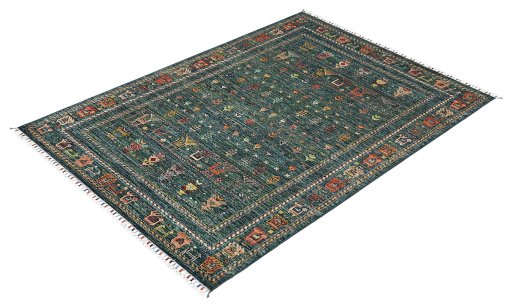 Close-up detail of New Samarkand rug from Pakistan showing Wool weave