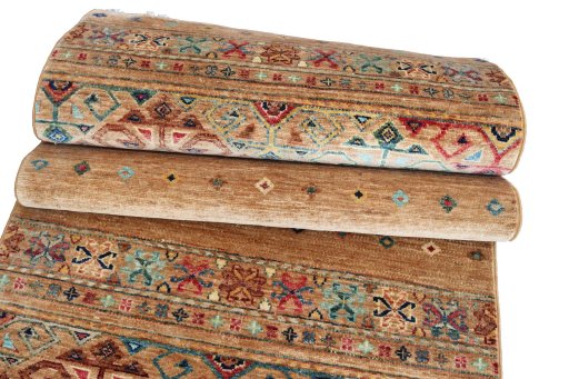 Surface texture of New Samarkand rug with natural Wool and intricate pattern
