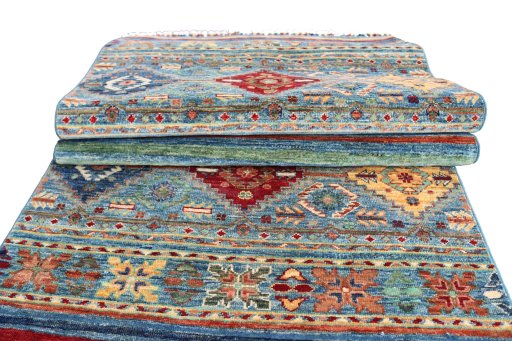 Surface texture of New Samarkand rug with natural Wool and intricate pattern