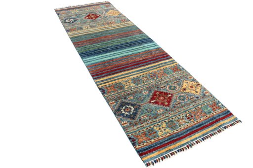 Close-up detail of New Samarkand rug from Pakistan showing Wool weave
