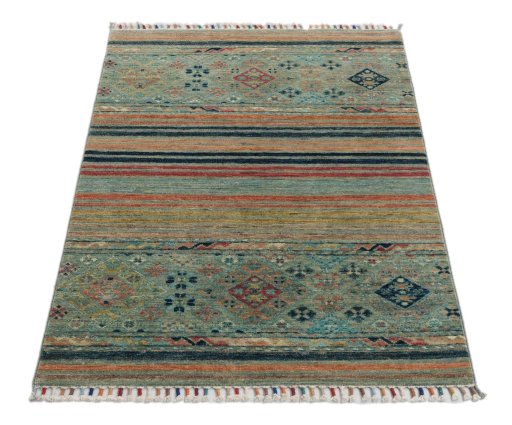 Surface texture of New Samarkand rug with natural Wool and intricate pattern