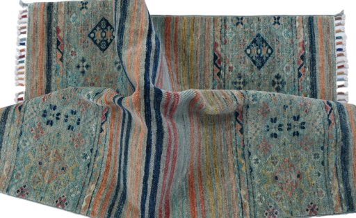 Close-up detail of New Samarkand rug from Pakistan showing Wool weave