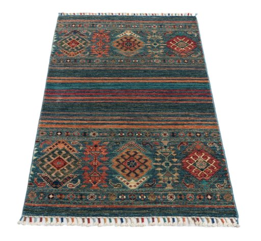 Surface texture of New Samarkand rug with natural Wool and intricate pattern