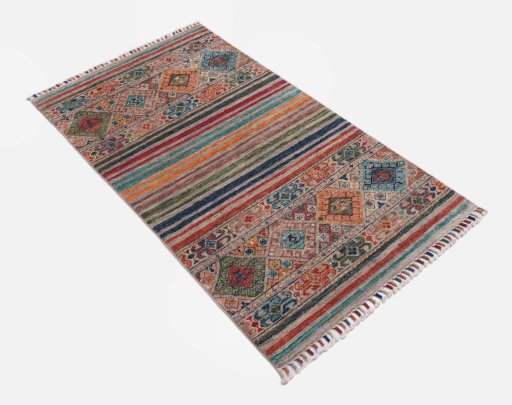 Close-up detail of New Samarkand rug from Pakistan showing Wool weave