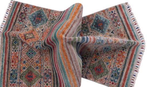 Close-up detail of New Samarkand rug from Pakistan showing Wool weave