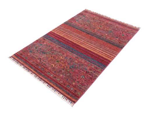 Corner detail of New Samarkand rug showing border pattern and Wool pile