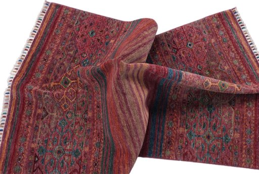 Close-up detail of New Samarkand rug from Pakistan showing Wool weave