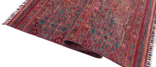 Full view of New Samarkand rug from Pakistan, 153 × 98 cm in Multi Color tones