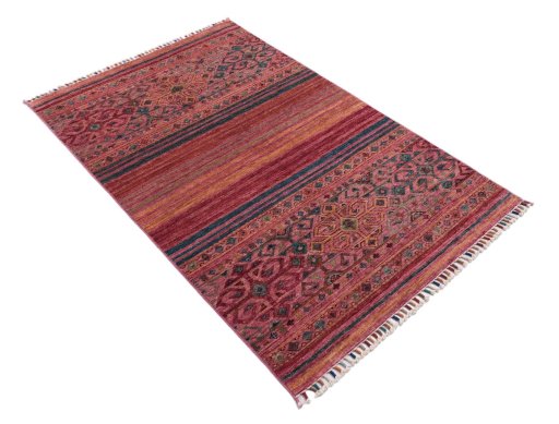 Close-up detail of New Samarkand rug from Pakistan showing Wool weave