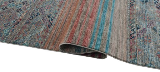 Full view of New Samarkand rug from Pakistan, 296 × 66 cm in Multi Color tones