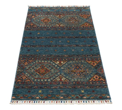 Surface texture of New Samarkand rug with natural Wool and intricate pattern