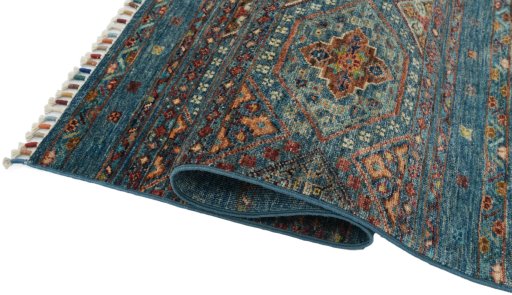 Close-up detail of New Samarkand rug from Pakistan showing Wool weave