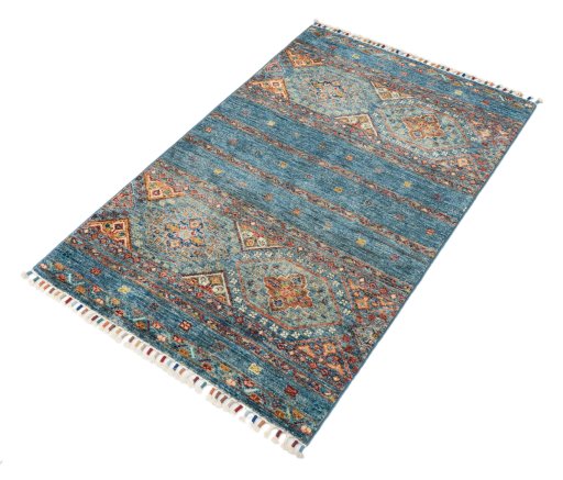 Close-up detail of New Samarkand rug from Pakistan showing Wool weave