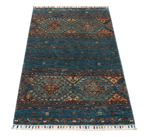 Surface texture of New Samarkand rug with natural Wool and intricate pattern
