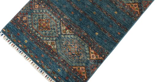 Backside of handmade New Samarkand rug showing knot structure and weave density